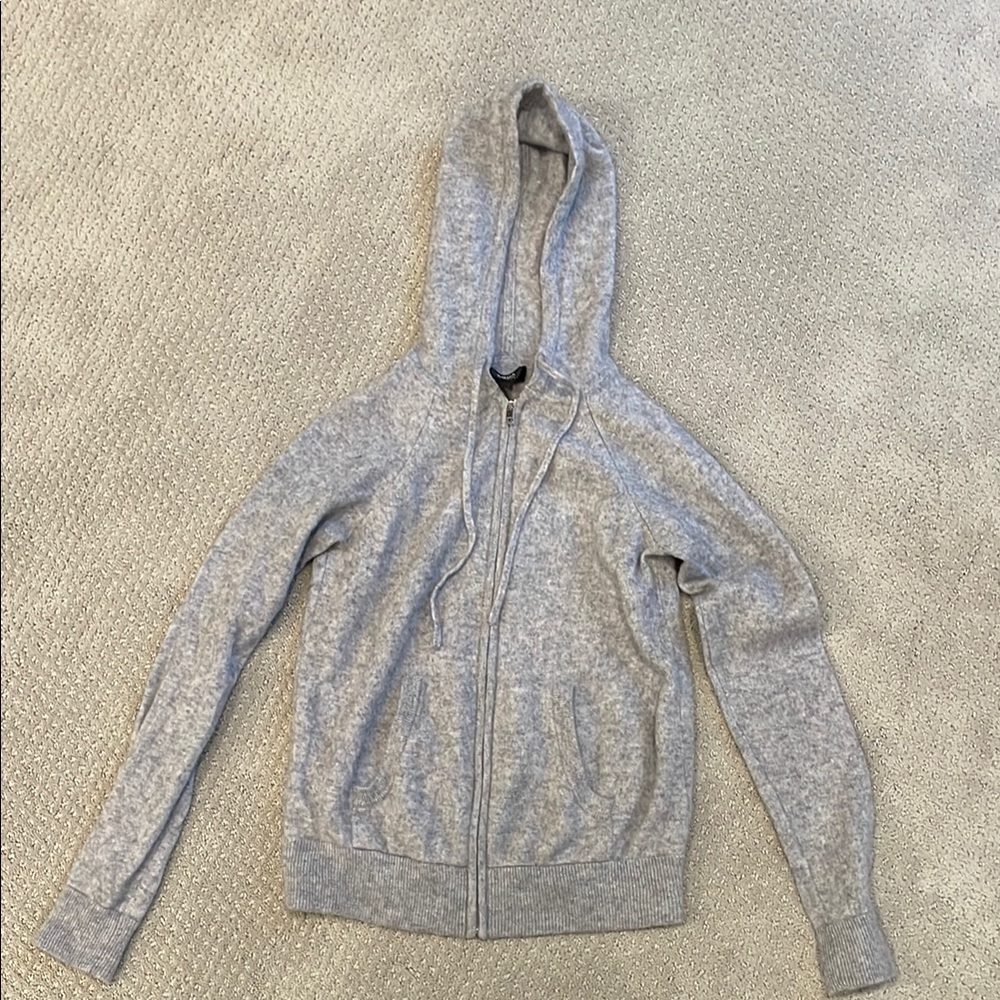 AQUA Women’s/ Teens Gray Zip-Up 100% Cashmere Hoodie